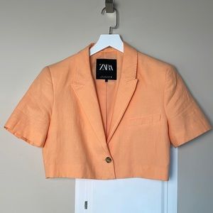 NWOT Zara Linen Cropped Blazer
